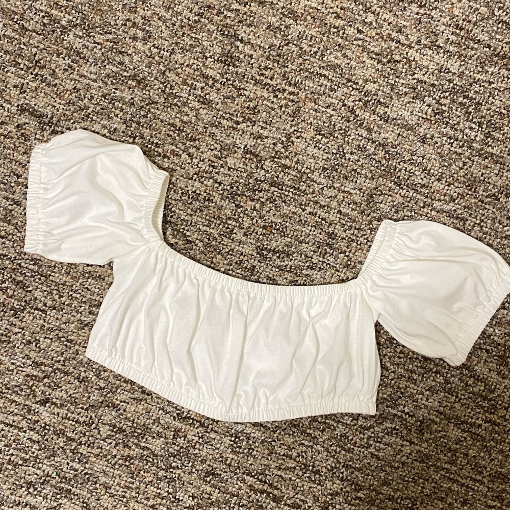 ARITZIA WILFRED FREE WHITE BANDEAU BLOUSE CROPED